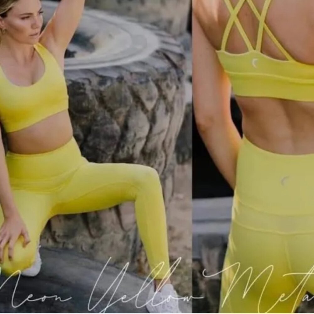 Zyia Neon Yellow Metallic Light n Tight Leggings